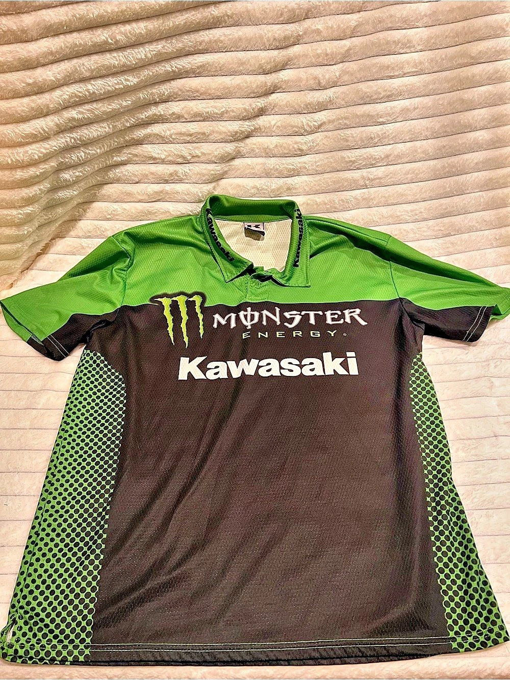 Kawasaki Monster Energy Kawasaki Racing Team Polo Shirt Men's Green & Black Size